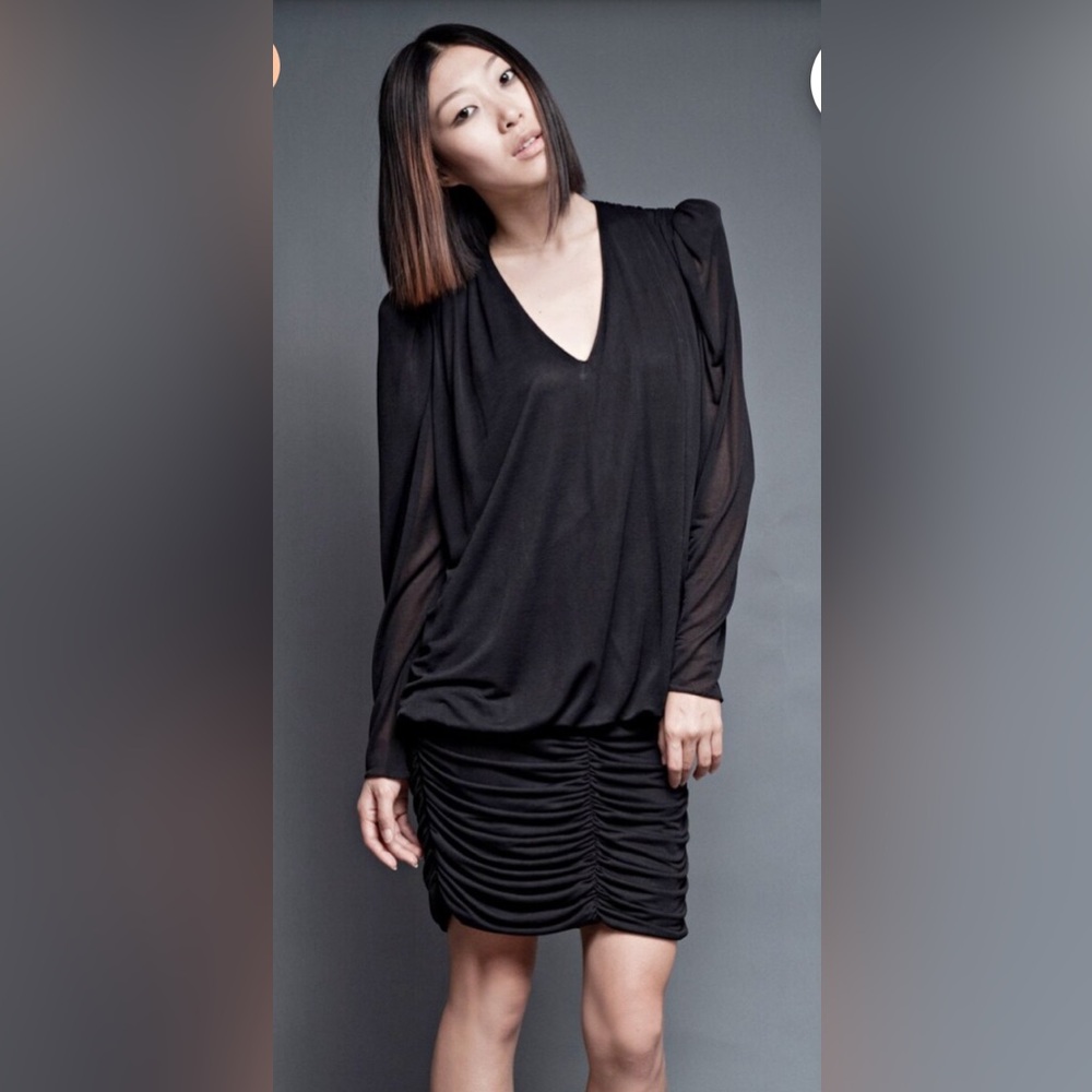 Vintage New Leaf 1980’s Women’s Long Sleeve Mini Black Dress Size 9/10